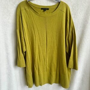 Cyrus Chartreuse Acid Green Oversized Dolman Sleeve Knit Sweater Plus Size 3X